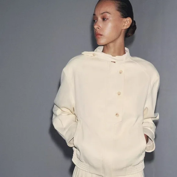 ZARA Ecru Button Up Light Jacket S NWT, lined - Picture 1 of 15